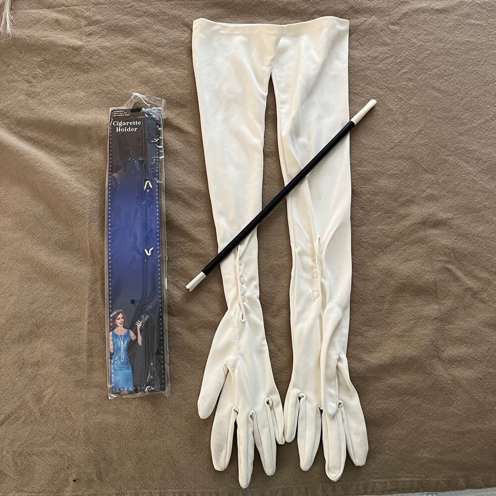Vintage Off-White Satin Long Gloves – Formal Opera & Special Occasion